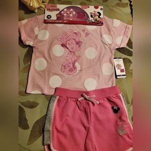 Disney Junior Minnie Girls pink two piece short set size 10